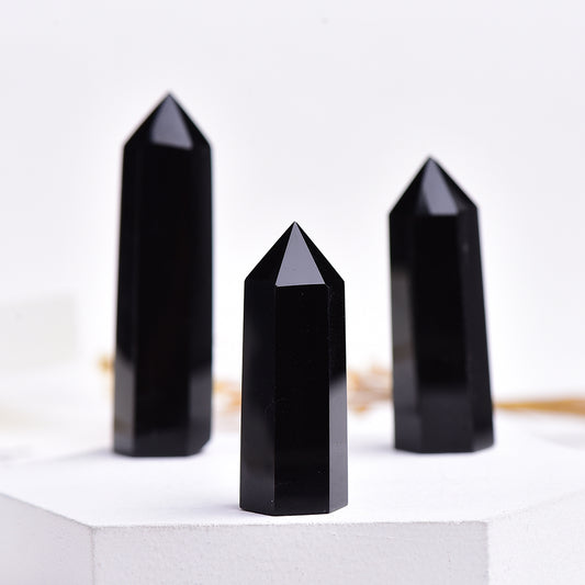 Natural Obsidian Pointed Black Tower Crystal - Ashae's Essentials