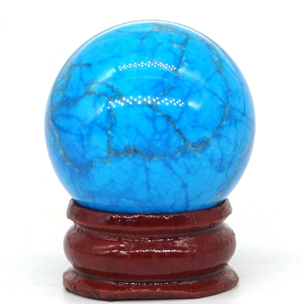 Blue Turquoise Crystal Sphere Healing Ball (with stand) - Ashae's Essentials