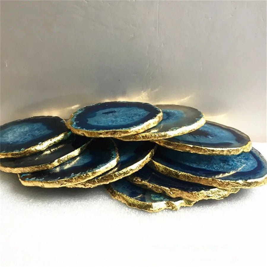 Rimmed Crystal Agate Stone Sliced Teacup Coasters - Ashae's Essentials