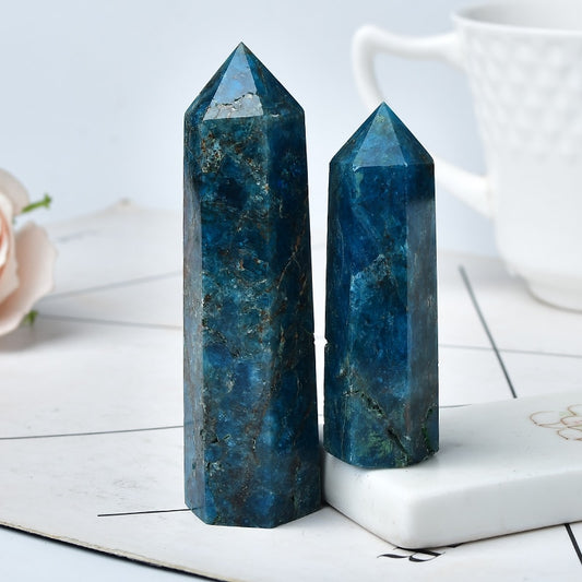 Natural Dark Blue Apatite Pointed Healing Crystal Tower - Ashae's Essentials