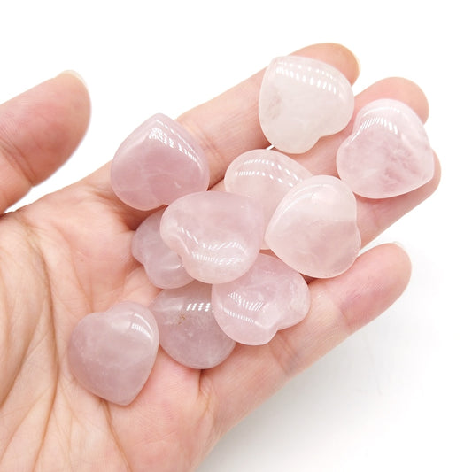 Heart Shaped Rose Quartz Healing Crystals (10 pcs) - Ashae's Essentials