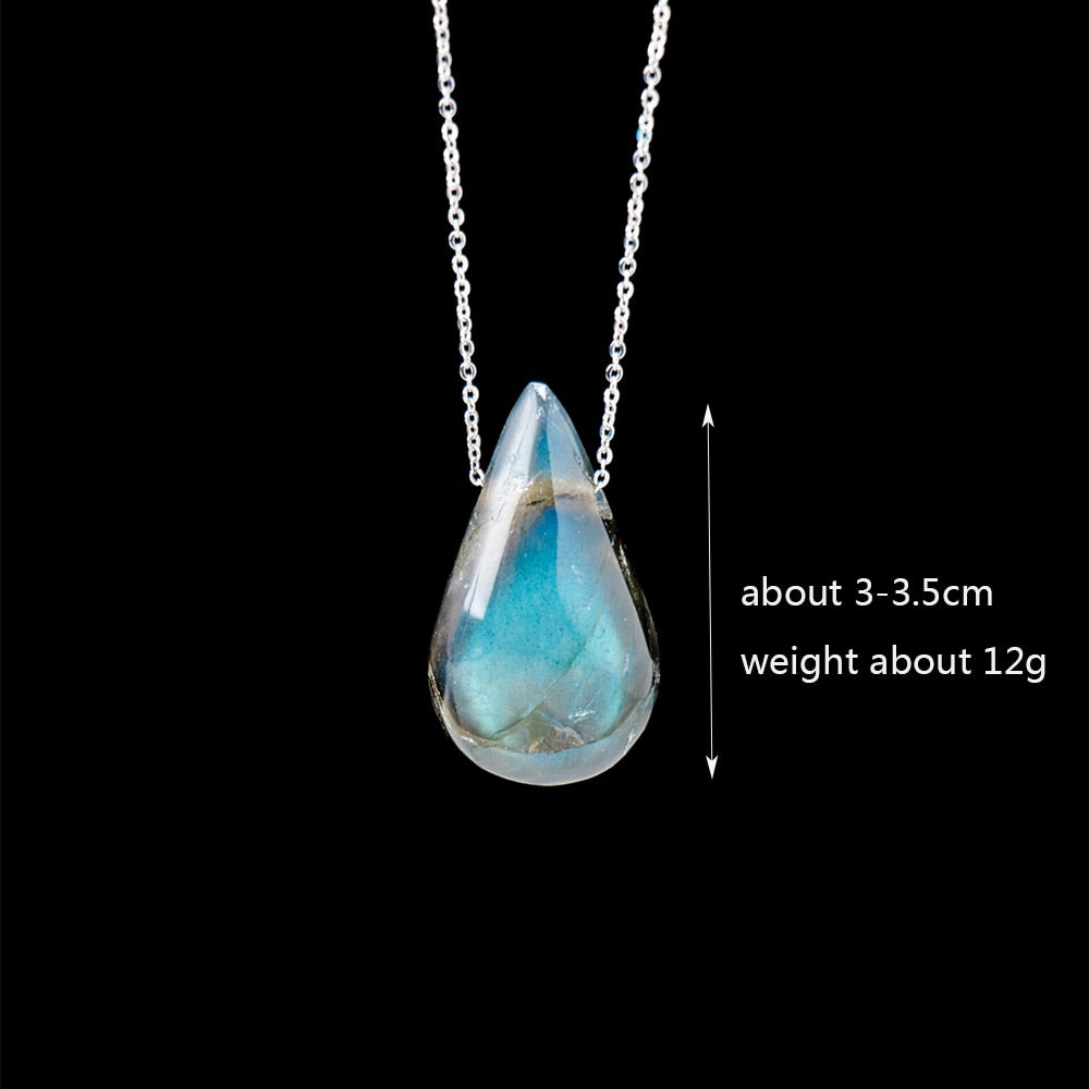 Natural Labradorite Water Drop Shape Crystal Pendant - Ashae's Essentials