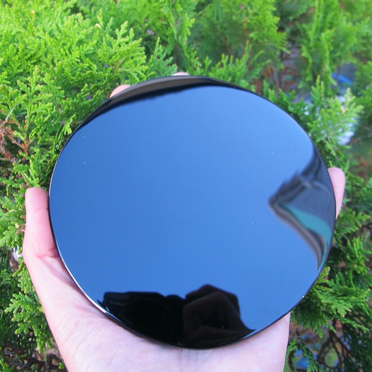 Black Obsidian Scrying Mirror (with shelf) - Ashae's Essentials